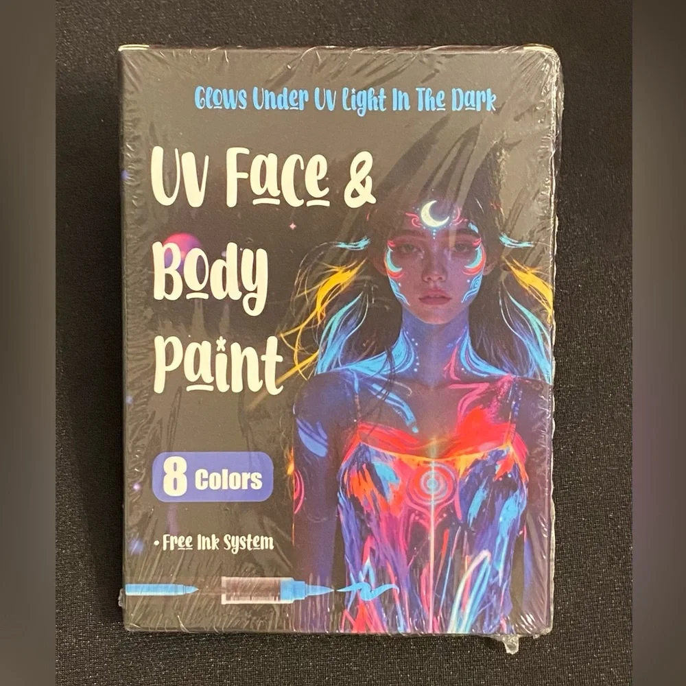 UV Face & Body Paint Neon Marker Set - 8 Fluorescent Colors | Go wild with color - Picture 2 of 9